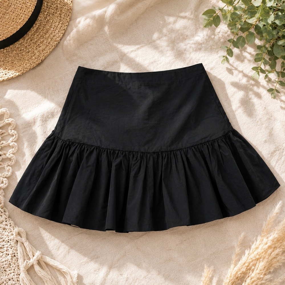 Lulus Tiered Mini Skirt Women Small Black Ruffle A-Line Skater Circle Flirty NWT